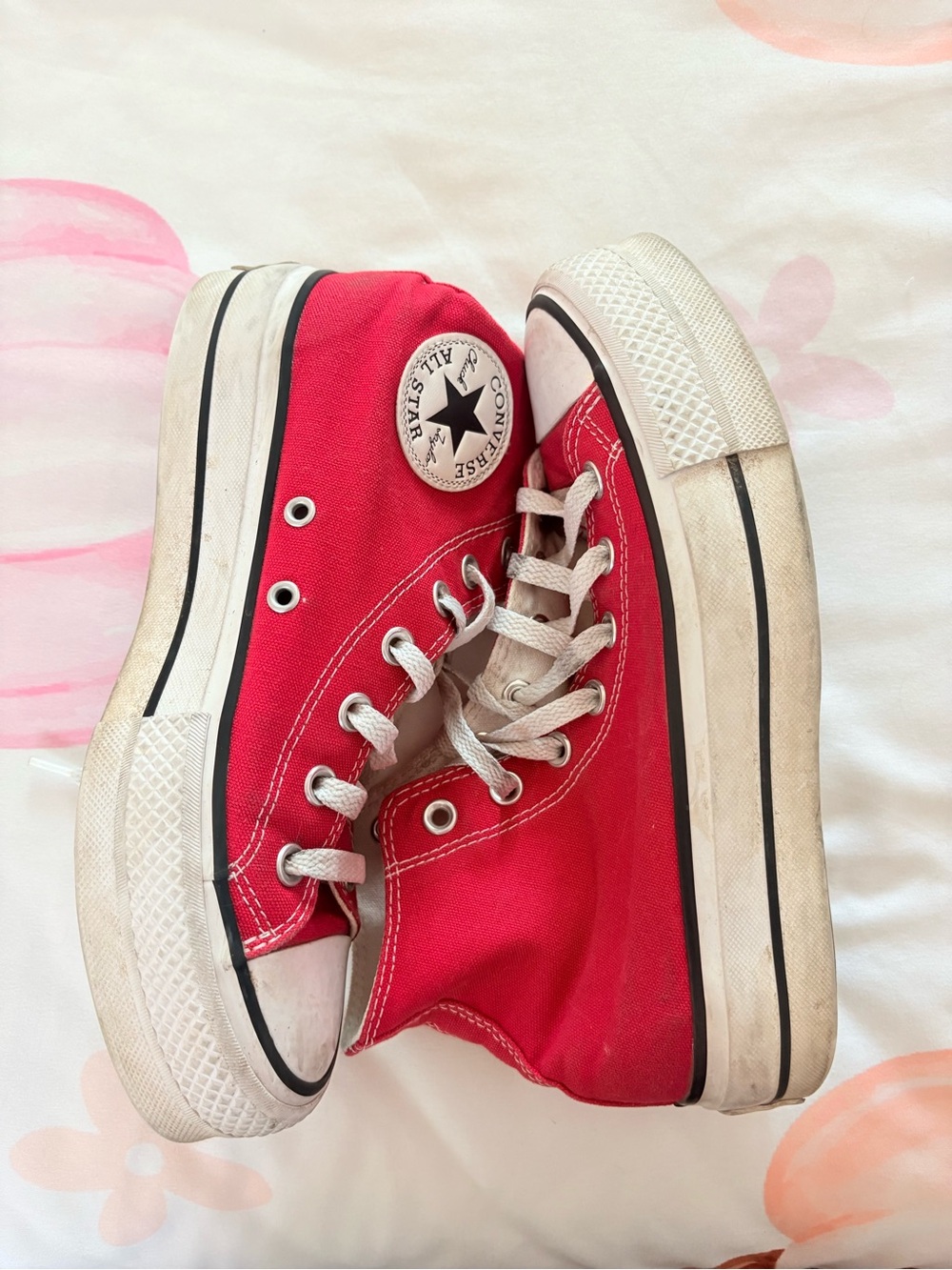 Converse Women’s Red High-Top Canvas Sneakers with White Accents